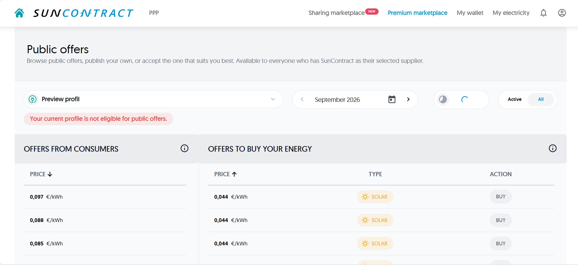 SunContract public offers marketplace